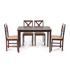 Обеденный комплект Хадсон (стол + 4 стула) id 13691 cappuccino (темный орех) арт.13691 в Уссурийске